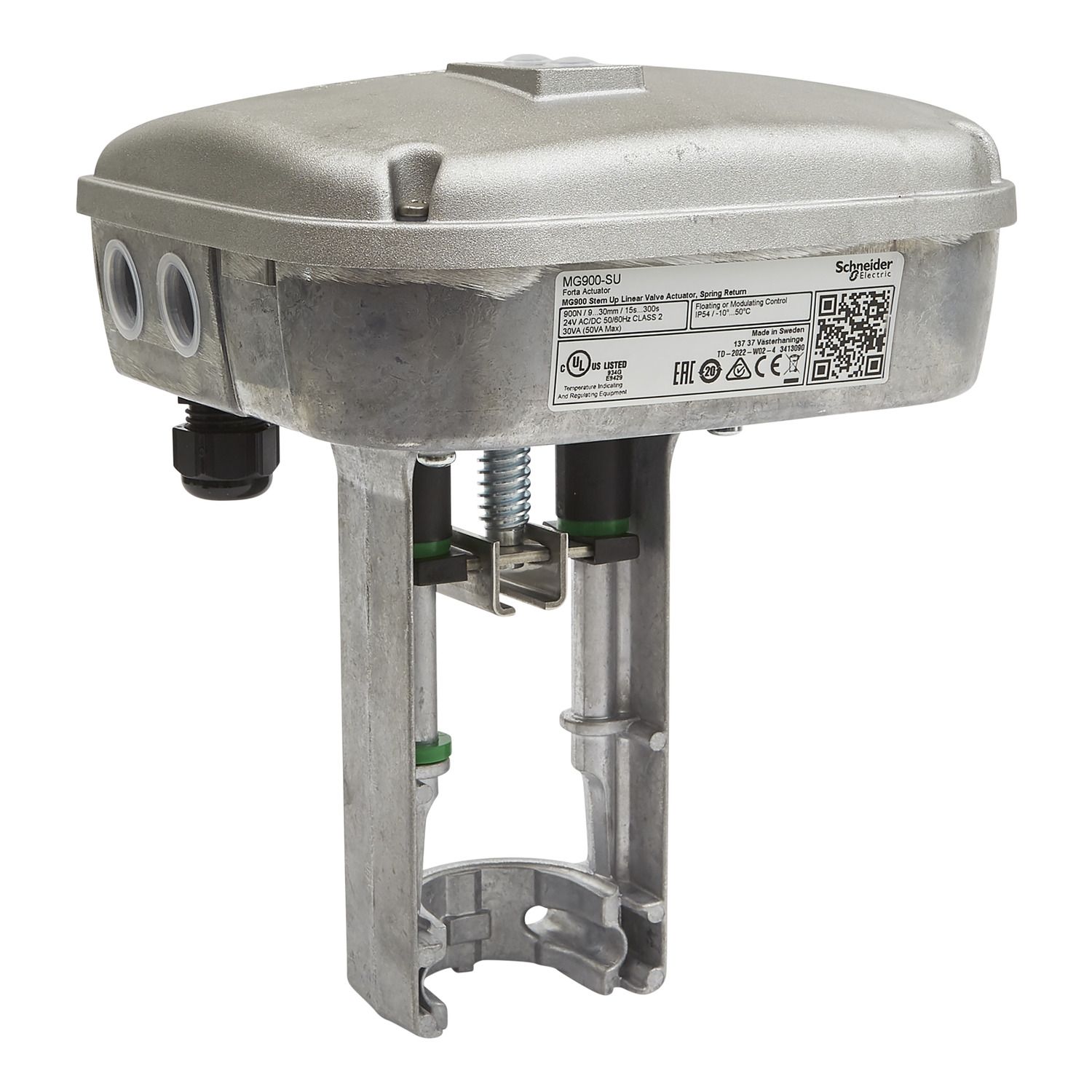Picture of SpaceLogic MG900-SR Actuator for Globe Valves, Multi-Signal Control, Spring Return DOWN, 24Vac/dc, Terminal Block Connection, 900N, IP54