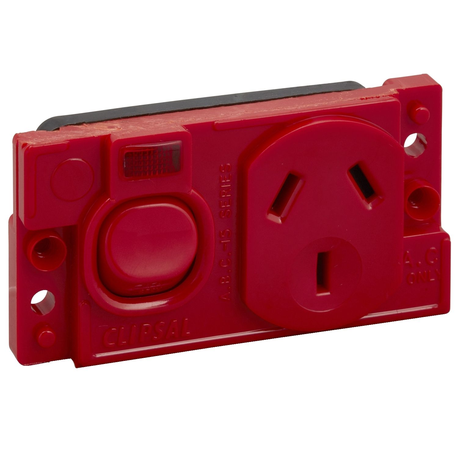 Picture of Single Switch Socket Outlet, Medilec, 250V, 10A, O Style, 2 Pole, Horizontal, Neon