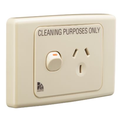 Picture of Single Switch Socket Outlet, Medilec, 250V, 10A, Cleaner Label