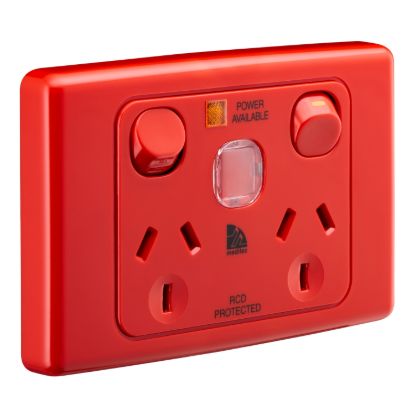 Picture of Twin Switch Socket Outlet, Medilec, 250V, 10A, 2 Gang, 1 Pole