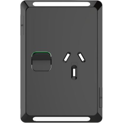 Picture of Single Power Point Skin, Pro Series, Vertical Mount, 250V, 10A, Clip-On