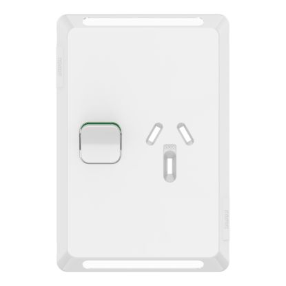 Picture of Single Power Point Skin, Pro Series, Vertical Mount, 250V, 10A, Clip-On