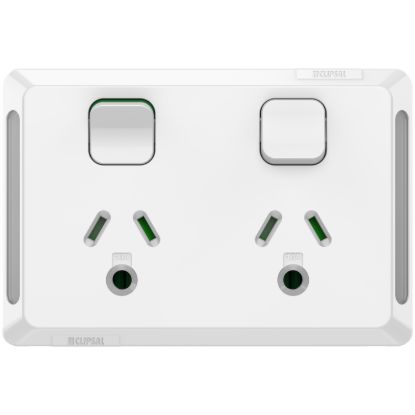 Picture of Twin Power Point, Pro Series, Horizontal Mount, Round Earth, 250V, 10A