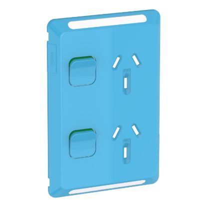 Picture of Twin Power Point Skin, Pro Series, Vertical Mount, 250V, 10A, Clip-On