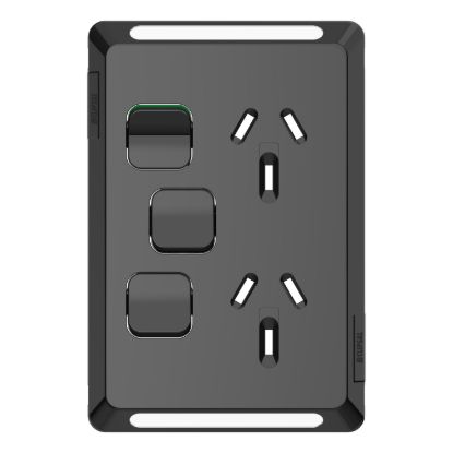 Picture of Twin Power Point Skin, Pro Series, Vertical Mount, 1ExBlank, 10A, 250V, Clip-On
