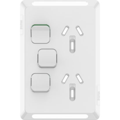 Picture of Twin Power Point Skin, Pro Series, Vertical Mount, 1ExBlank, 10A, 250V, Clip-On
