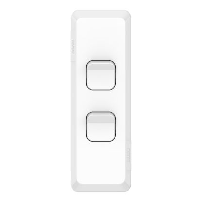 Picture of Architrave Switch, Pro Series, Vertical Mount, 2 Gang, 230/240V, 20A, 16AX