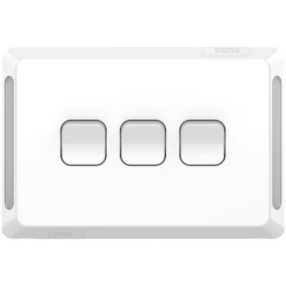 Picture of Flush Switch, Pro Series, Horizontal Mount, 3 Gang, 1-Way/2-Way, 230/240V, 20A, 16AX