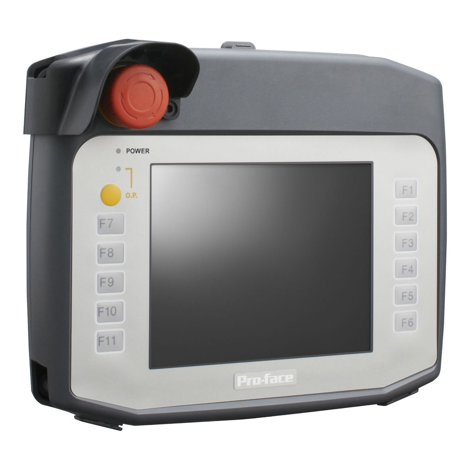 Picture of 5.7 Handheld Touch Panel, VGA, Analog-Single, COM, ETH, USB A & mini-B, SD, 24VDC, Red Emergency Stop Switch, Key Switch