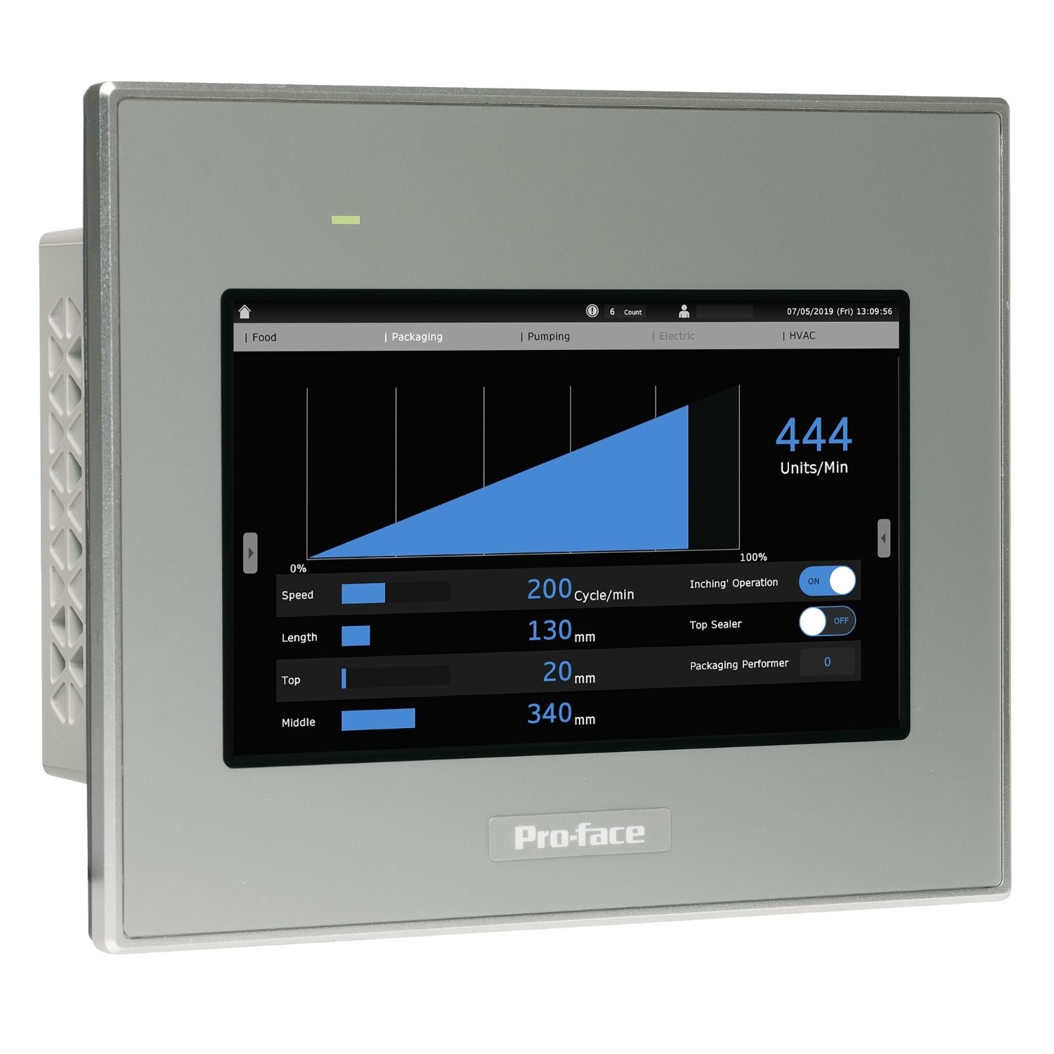 Picture of 4"W touch panel display, 1COM, 1Ethernet, USB host&device, 24VDC