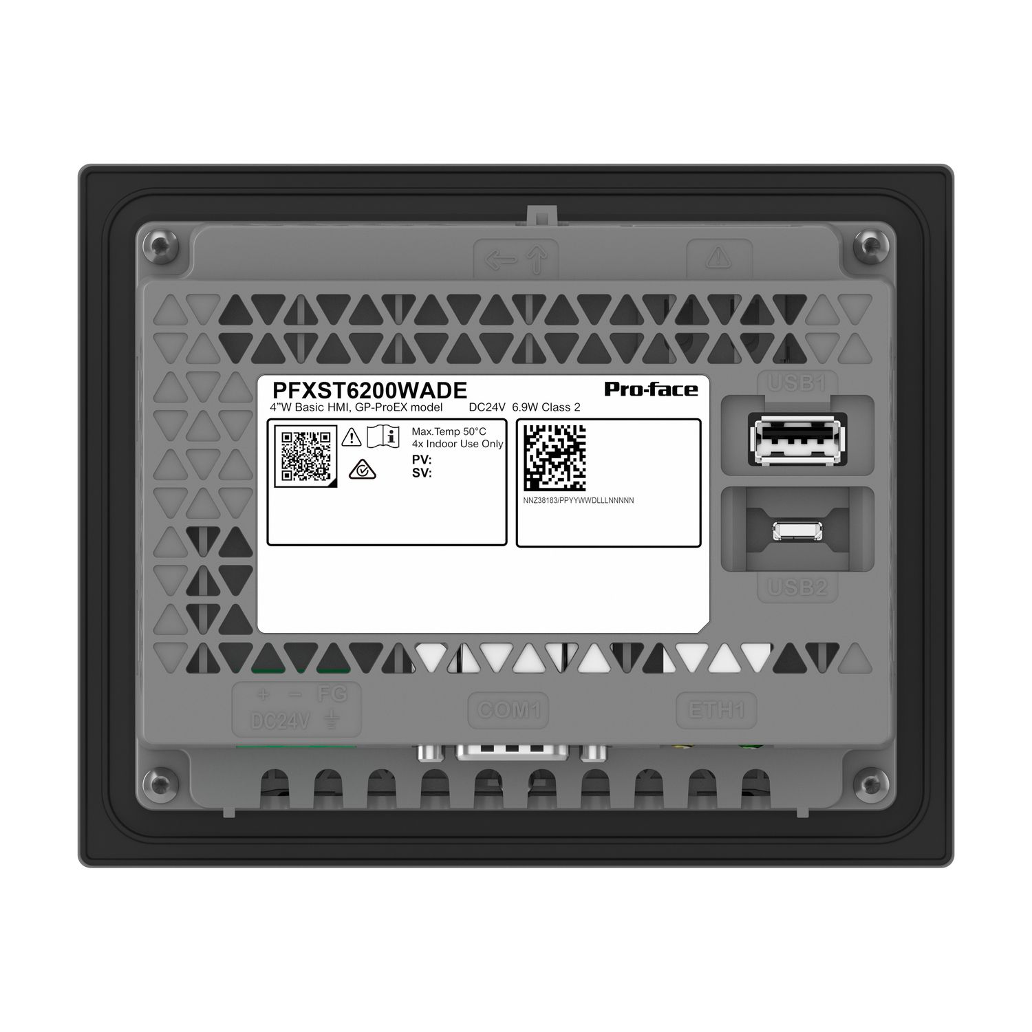 Picture of 4"W touch panel display, 1COM, 1Ethernet, USB host&device, 24VDC, GP-ProEX model