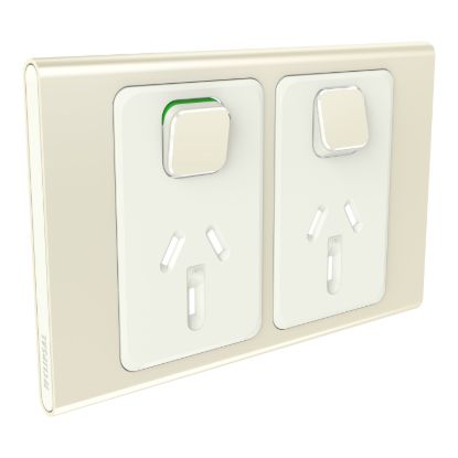 Picture of Styl Double Power Point Skin, Clipsal Iconic, Horizontal Mount, 250V, 10A