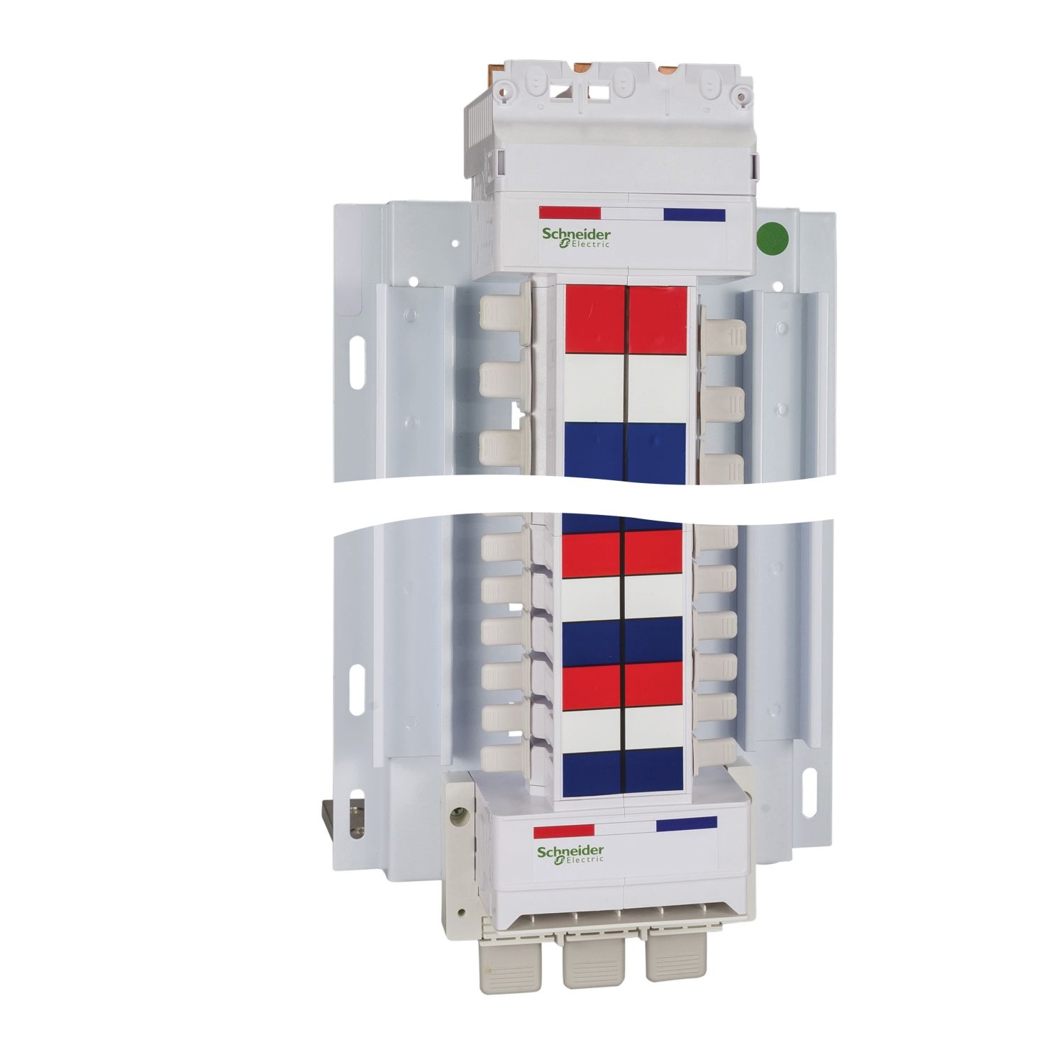 Picture of SAU Hybrid Chassis, Acti9, 3Ph, 400A, 18mm 18 poles, 27mm 6 Poles for MCB and RCBO,Dual feed