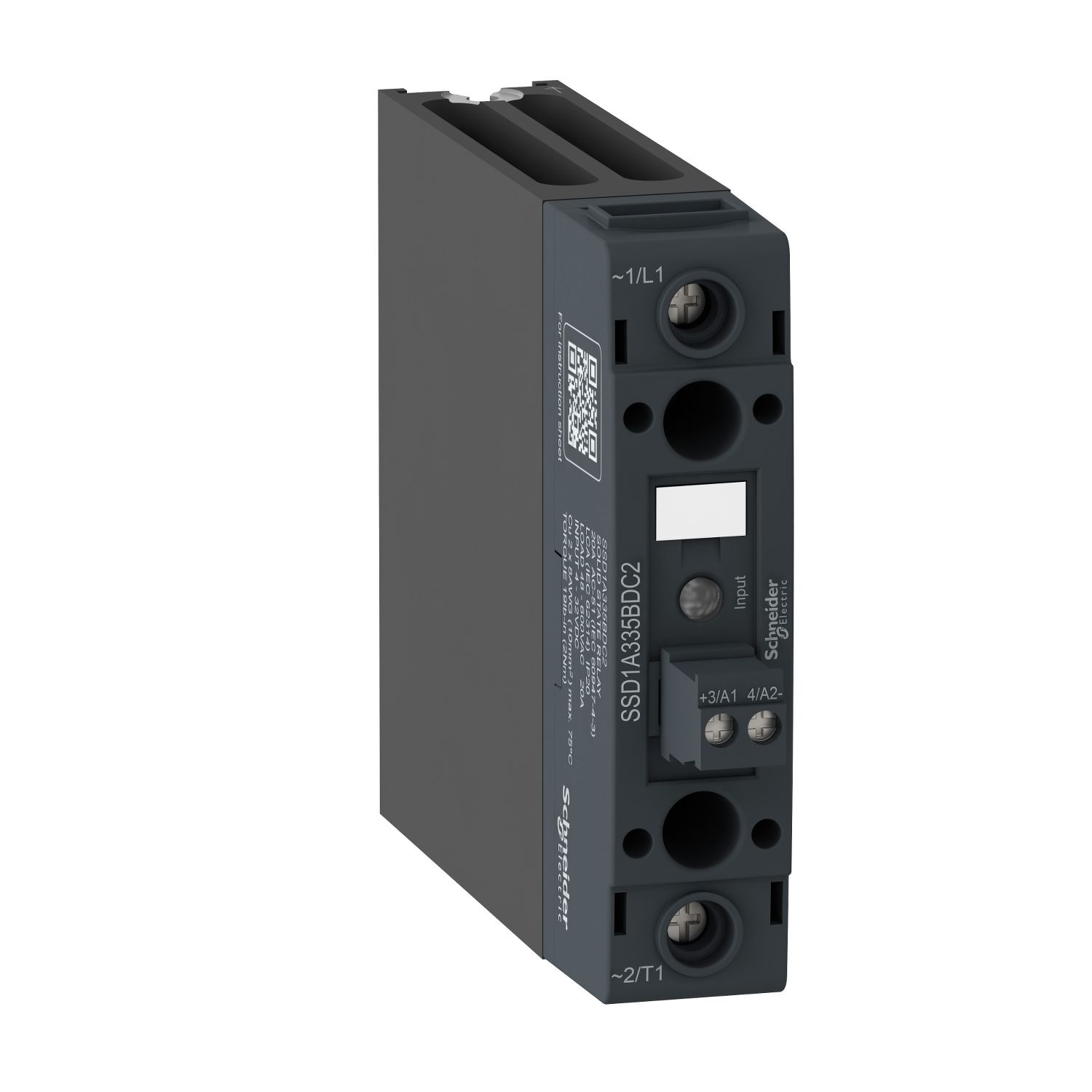 Picture of DIN rail mount relay,  Harmony Solid State Relays, 35A, zeroVoltage switching, contactor configuration, input 4...32V DC, output 48...600V AC
