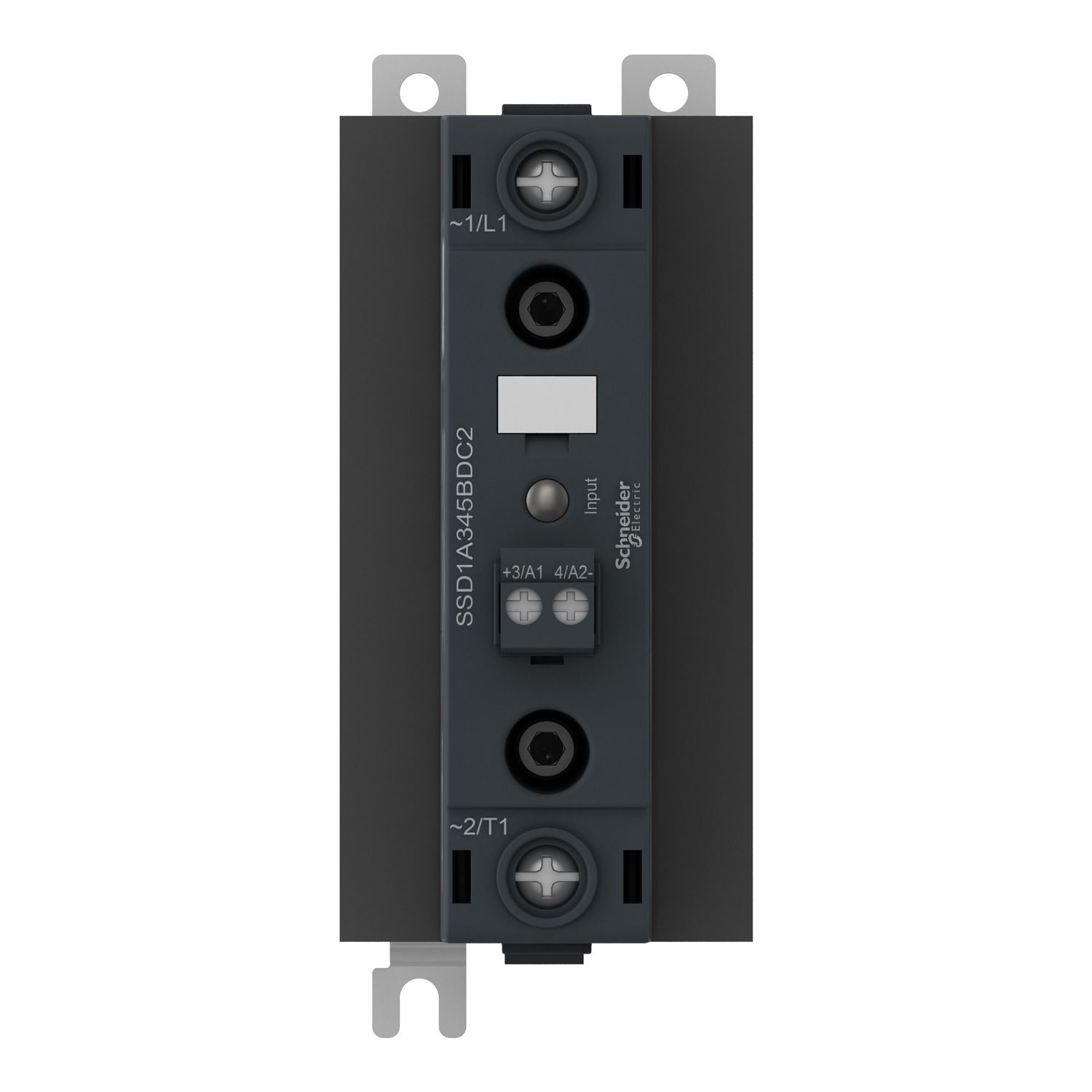 Picture of DIN rail mount, Harmony Solid State Relays, 60A, zero Voltage switching, contactor configuration screw input, input 4 to 32V DC, output 48 to 600V AC