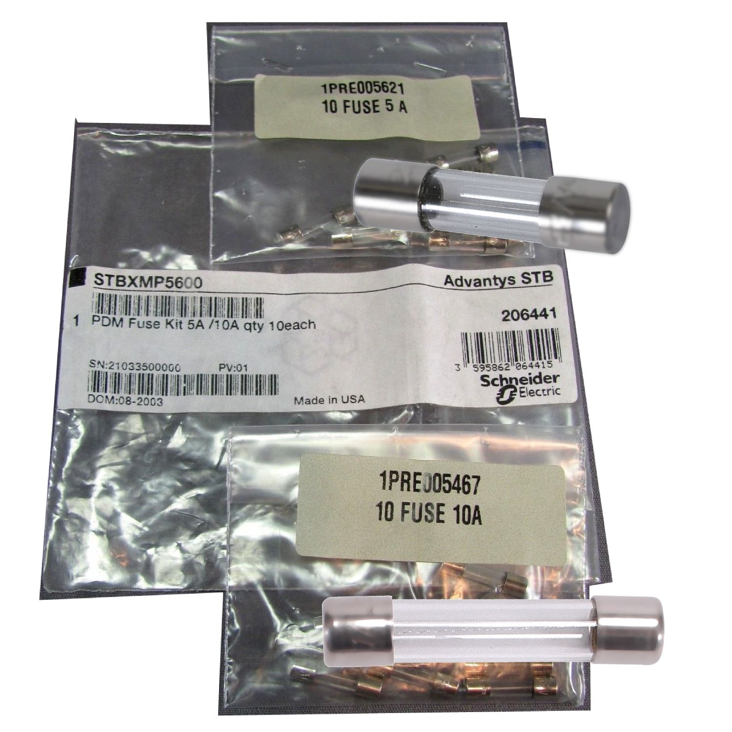 Picture of Modicon STB - PDM fuse kit - for I/O module - 5 fuses 10 A