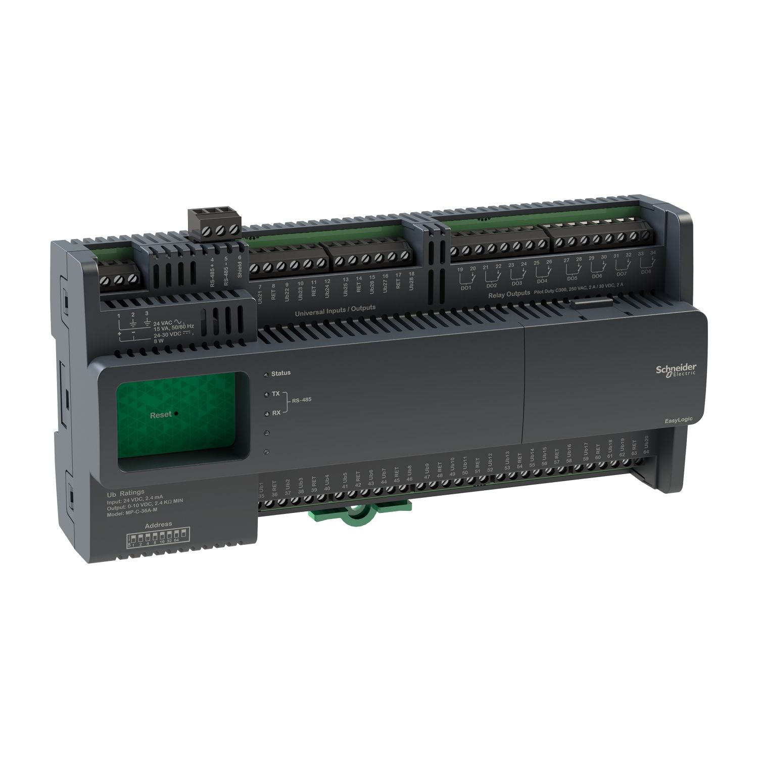 Picture of Controller, EasyLogic, MP-C, BACnet MS/TP, 28 universal input/output, 8 relay outputs