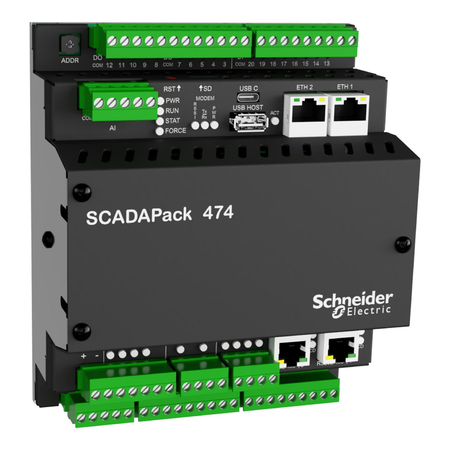 Picture of Smart RTU, SCADAPack 47x | 47xi, supporting DNP3/Modbus/IEC 60870, no flowrun license, 2 analog output