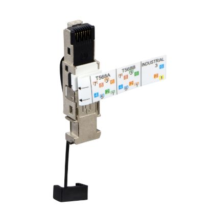 Picture of connector, Modicon Networking, rugged RJ45 connector, field assembled, package of 10 connectors