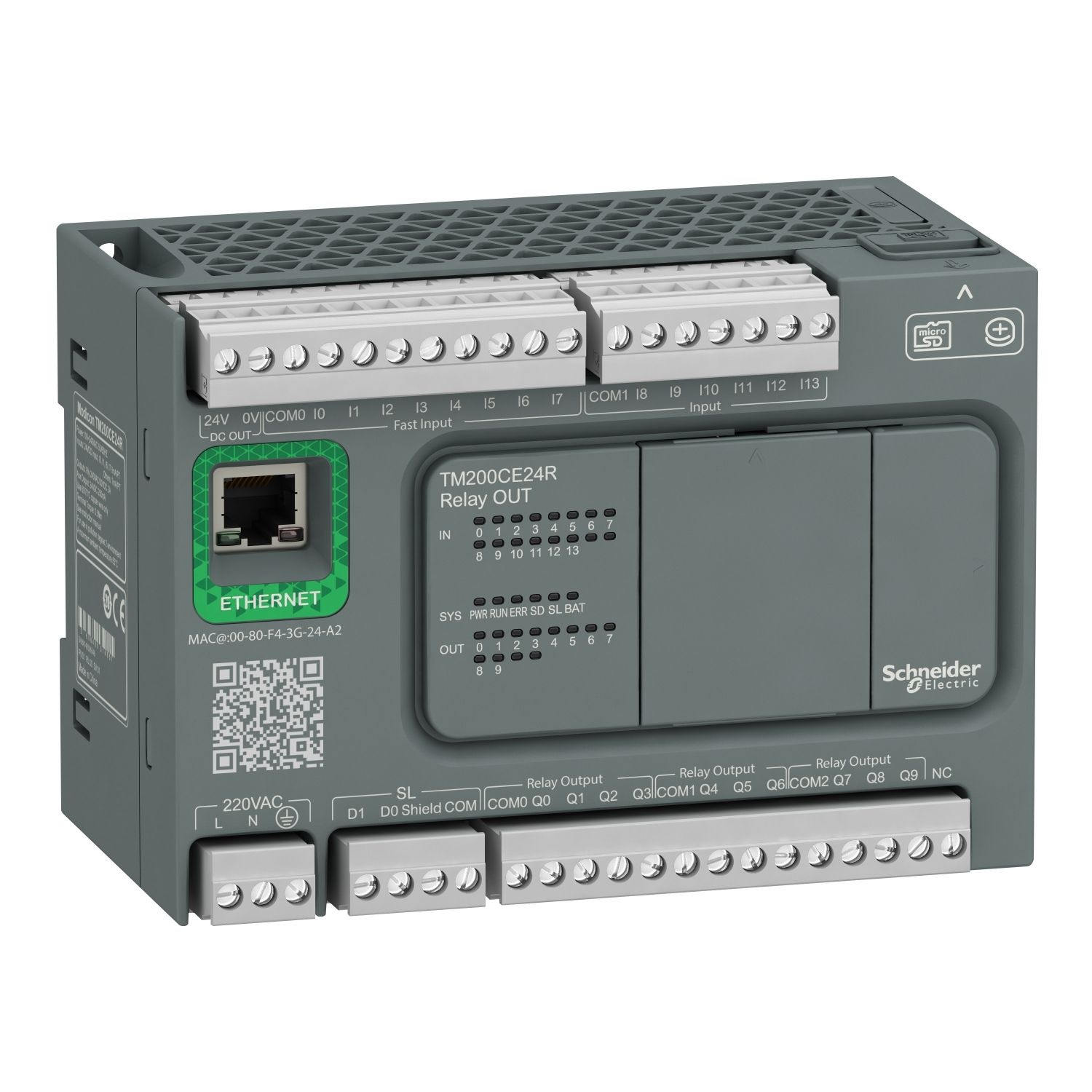 Picture of controller, Modicon Easy M200, 24 IO, relay, Ethernet