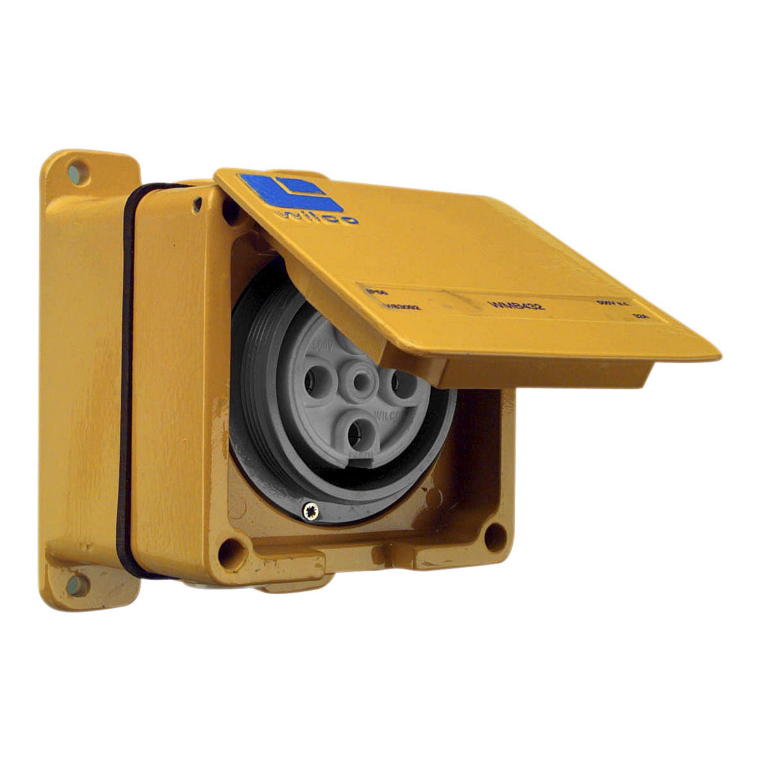 Picture of Socket Outlet, Metal Clad, 1 Gang 32A 500V, 4 Round Sockets, IP66, Cast Aluminium Material