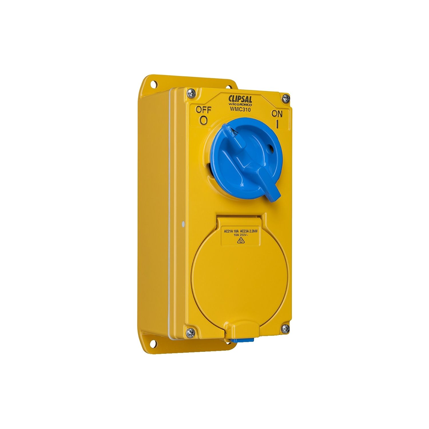 Picture of Switched Socket Outlet Combination, Metal Clad, 2 Gang, 250V, 1 Pole, 3 Flat Pins