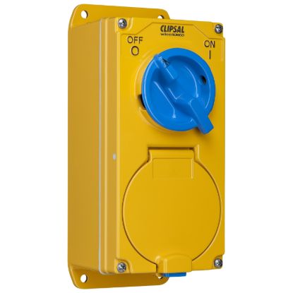 Picture of Switched Socket Outlet Combination, Metal Clad, 2 Gang, 20A, 500V, 5 Round Socket