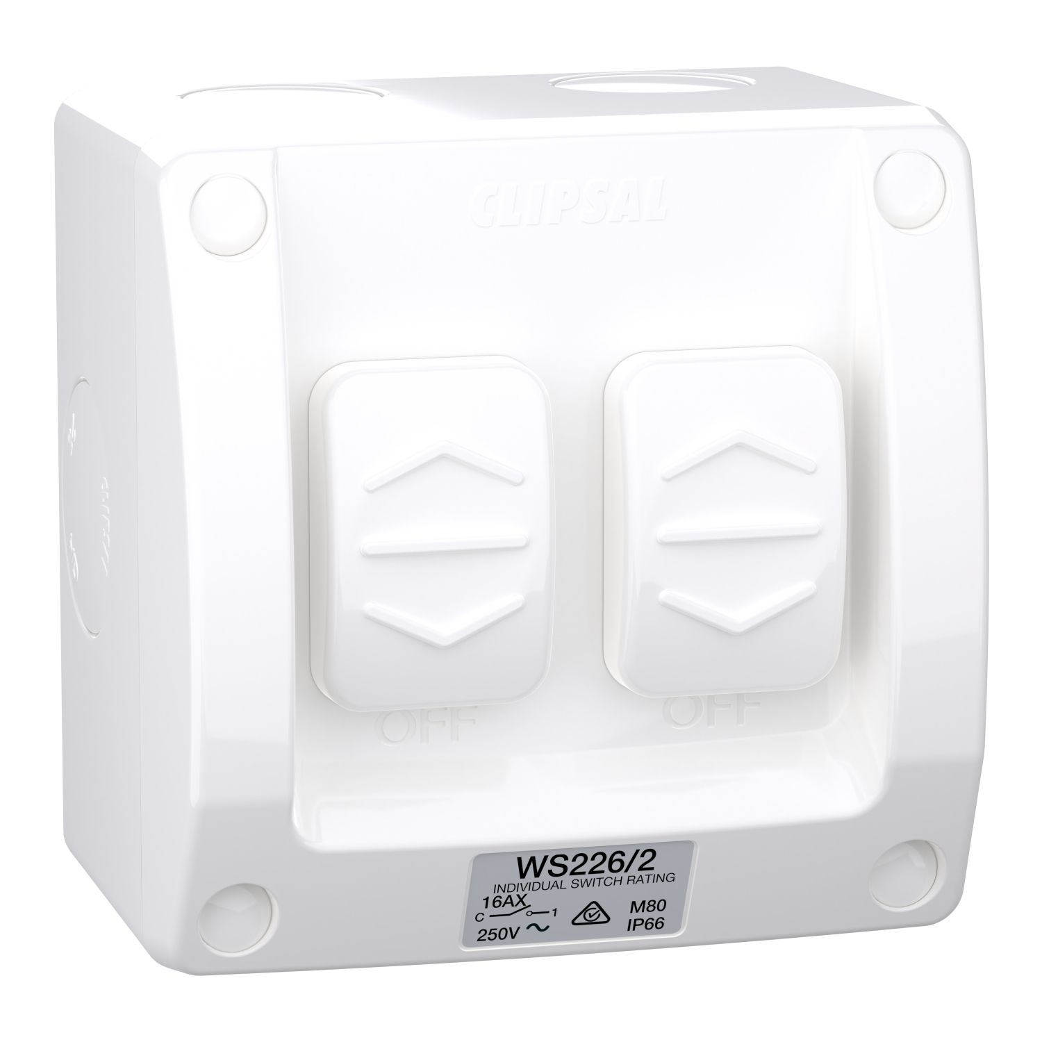 Picture of Switch, Weathershield, 2-Gang, 16AX, 250VAC, IP66