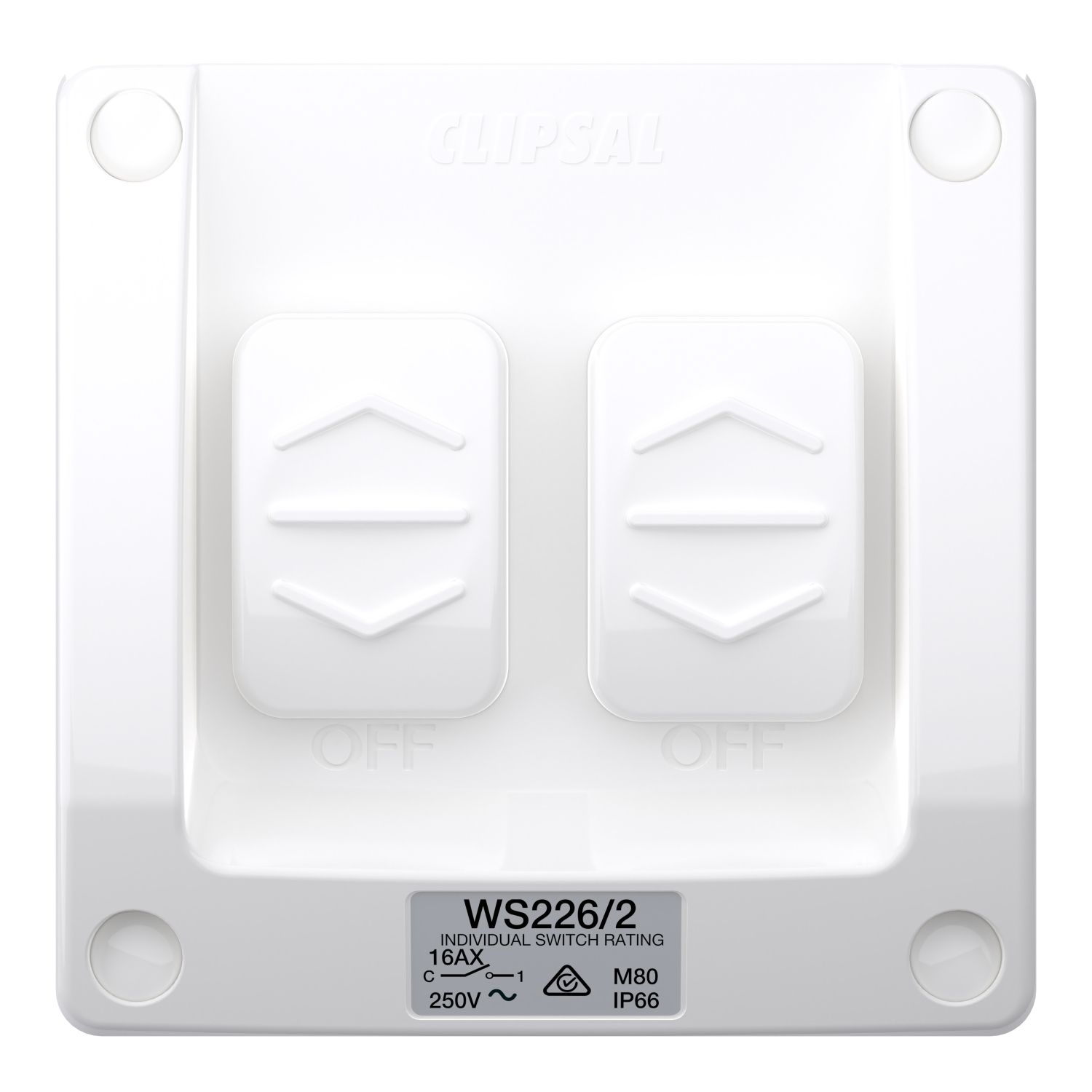 Picture of Switch, Weathershield, 2-Gang, 16AX, 250VAC, IP66