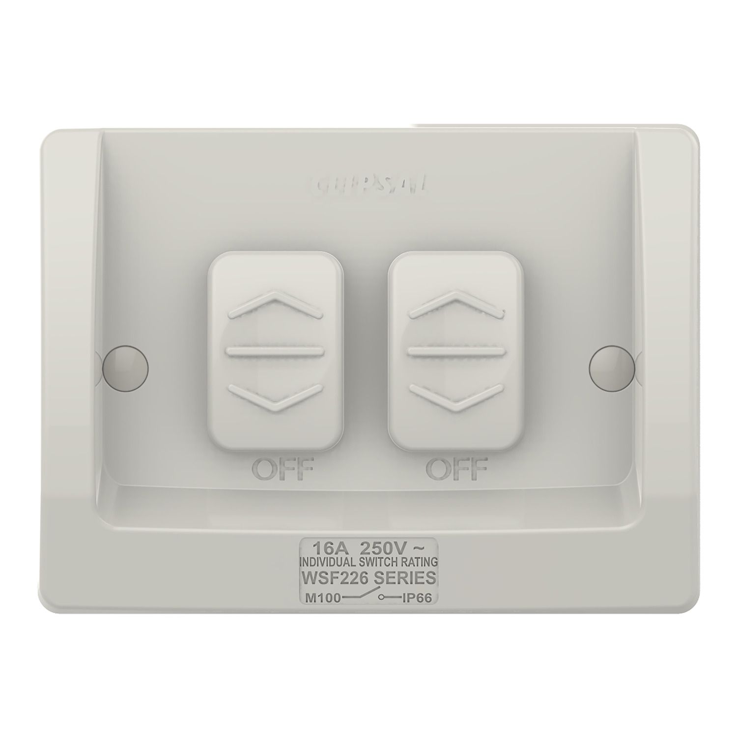Picture of Switch, Weathershield, Flush, 2-Gang, 16AX, 250VAC, IP66