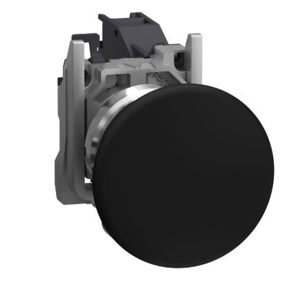 Picture of Complete push button, Harmony XB4 - ATEX D, black, metal, 22mm, mushroom head 40mm, spring return, 1-2 gas zone, 1NO