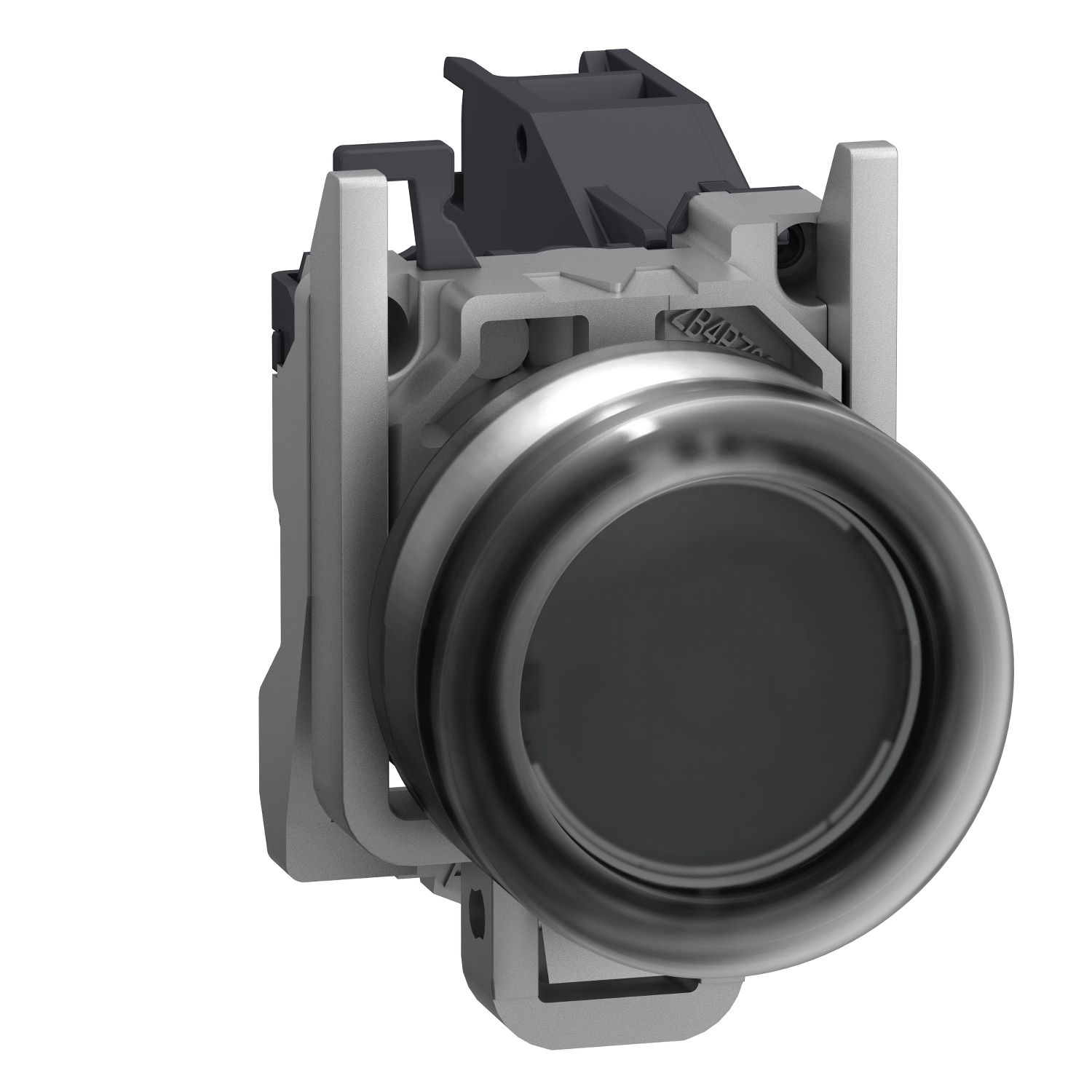 Picture of Complete push button, Harmony XB4 - ATEX D, black projecting with boot, metal, 22mm, spring return, 1NO