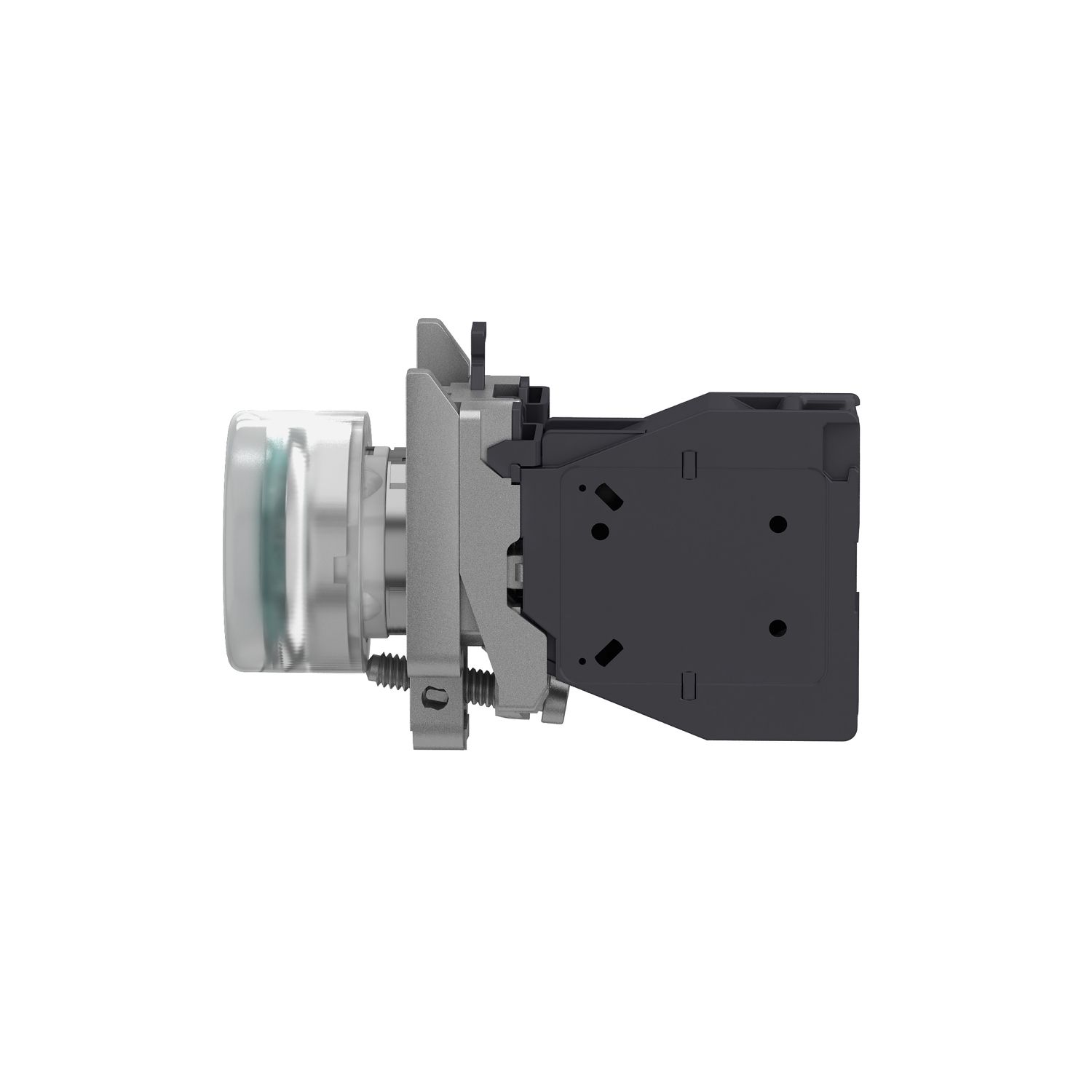 Picture of Complete push button, Harmony XB4 - ATEX D, green projecting with boot, metal, 22mm, silver alloy, spring return, 1NO