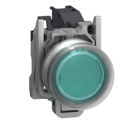 Picture of Complete push button, Harmony XB4, Explosive atmosphere, pushbutton green with boot and legend insertion