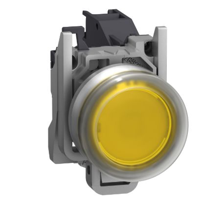 Picture of Complete push button, Harmony XB4, Explosive atmosphere, pushbutton yellow with boot and legend insertion