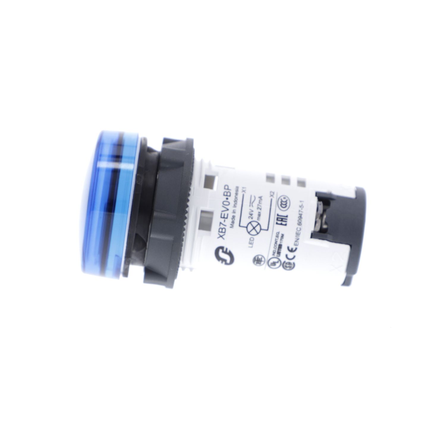 Picture of Monolithic pilot light, Harmony XB7, plastic, blue, 22mm, integral LED, 24V AC DC