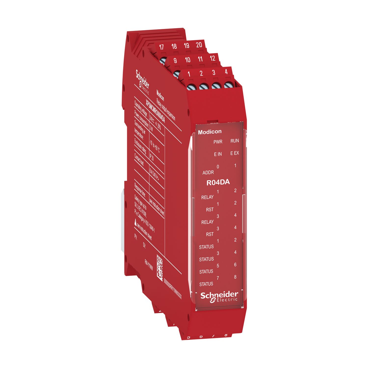 Picture of expansion module, Modicon MCM, 4 safety relay outputs, with diagnostic outout, with backplane connection, screw