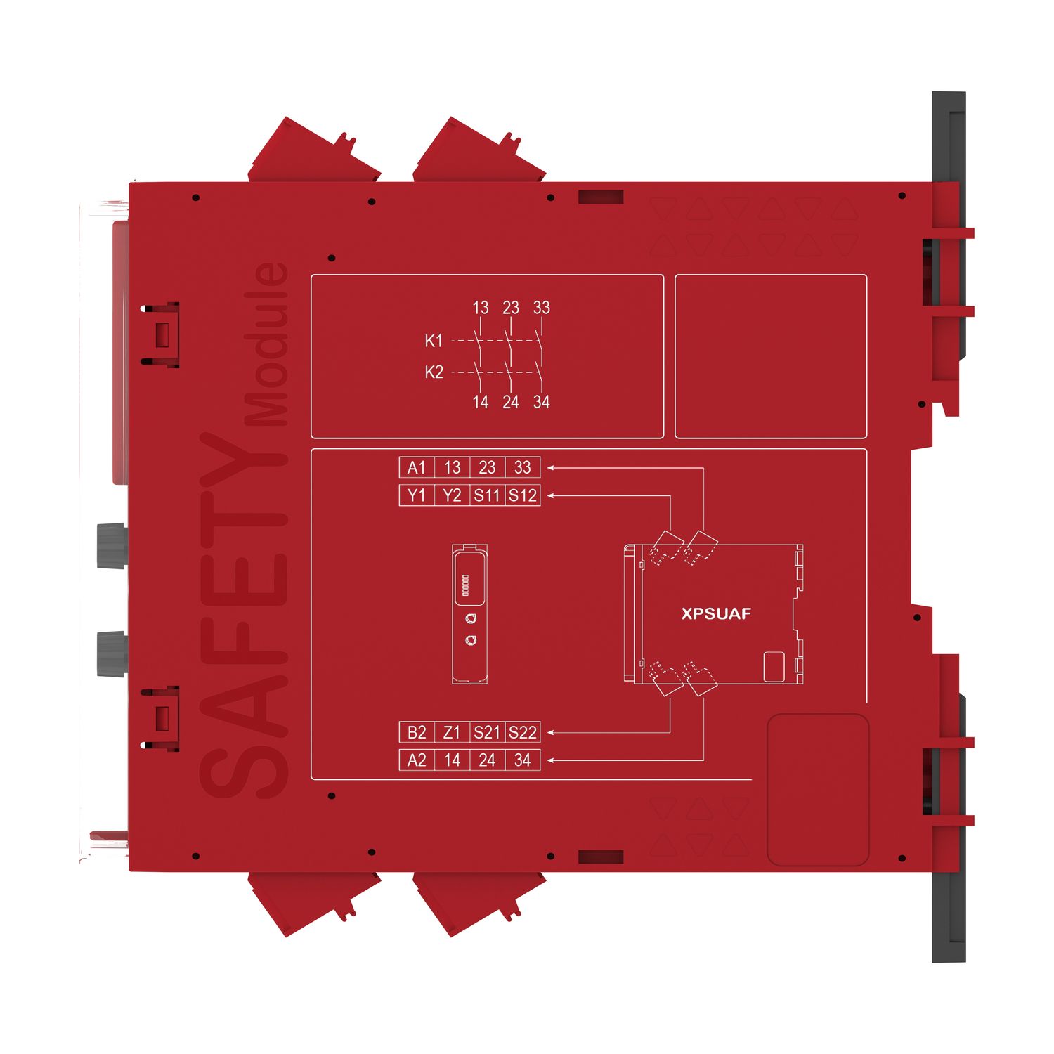 Picture of safety module, Harmony XPSU, Cat 4, potential free 2 NC, NO NC, 2 PNP, 48 to 240V AC or DC, spring