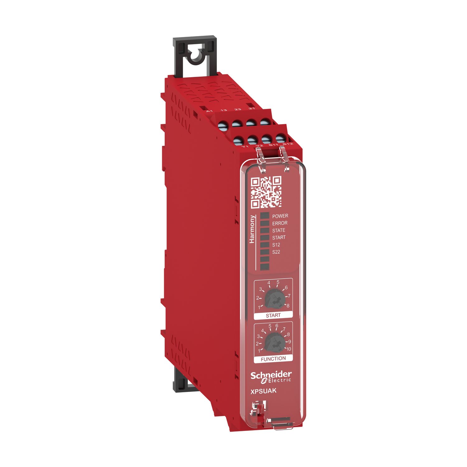 Picture of safety module, Harmony XPSU, Cat 4, features XPSUAF with PNP or NPN, safety mat, 24V AC or DC, screw