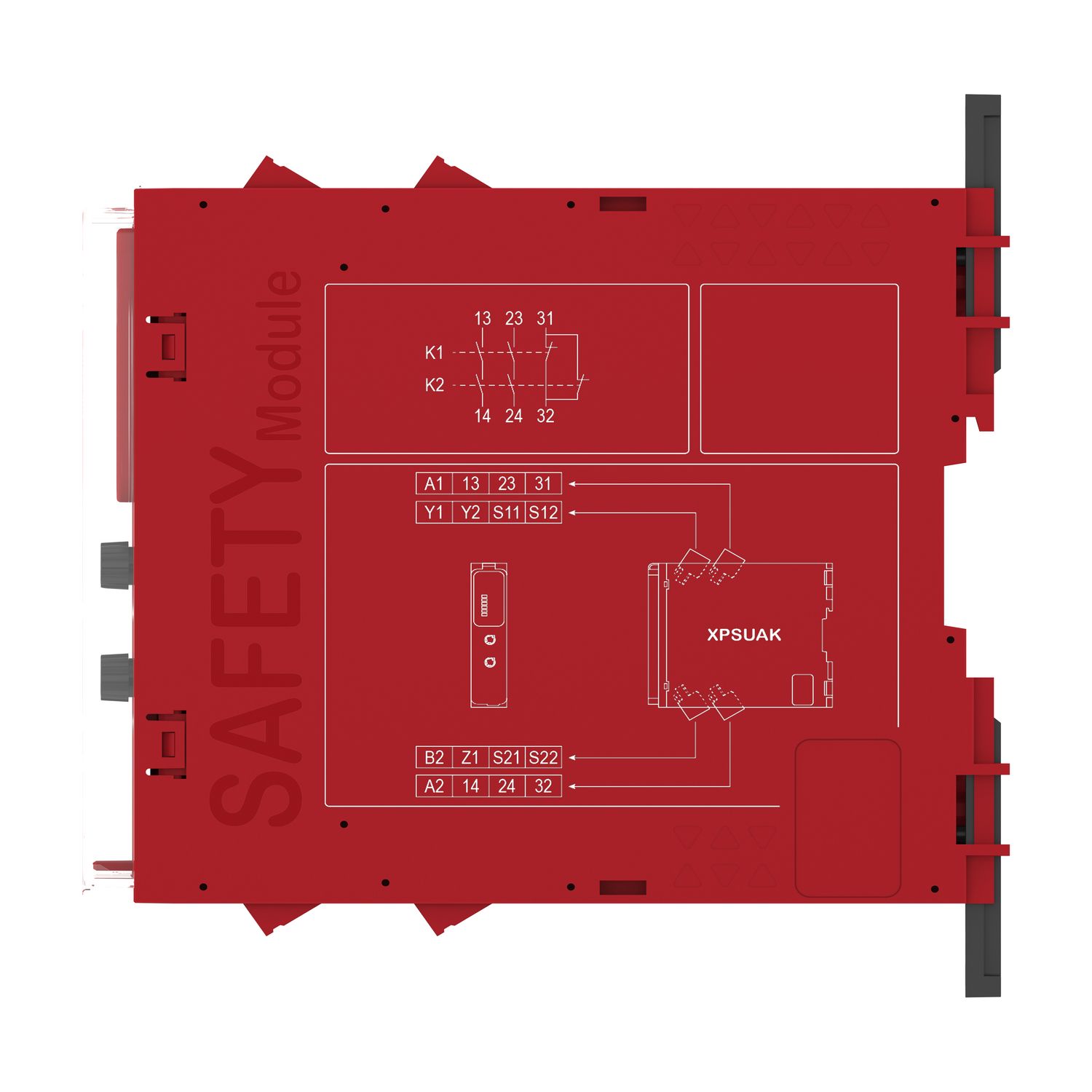 Picture of safety module, Harmony XPSU, Cat 4, features XPSUAF with PNP or NPN, safety mat, 24V AC or DC, screw