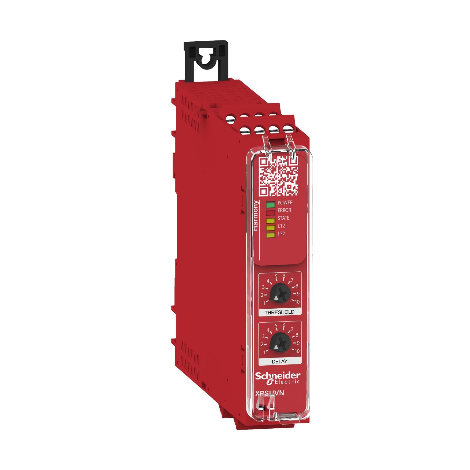 Picture of safety module, Harmony XPS, zero speed monitoring with time delay, 24V AC or DC, screw