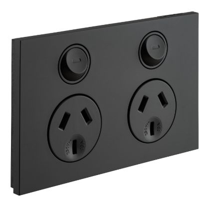 Picture of Double Power Point Cover, Saturn Zen, Horizontal Mount, 250V, 10A