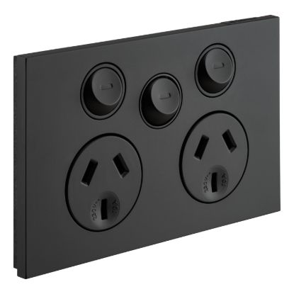 Picture of Double Power Point, Saturn Zen, With Extra Switch Horizontal Mount, 250V, 10A