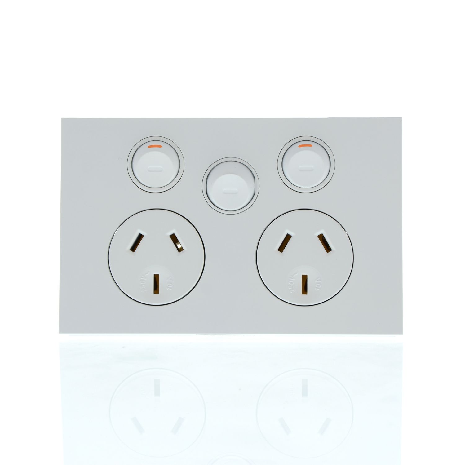 Picture of Double Power Point, Saturn Zen, With Extra Switch Horizontal Mount, 250V, 10A