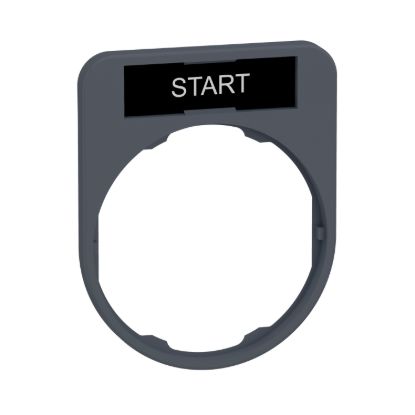 Picture of Legend holder, Harmony XB5, 40 x 50mm, for flush mounted heads, plastic, dark grey, white marked START