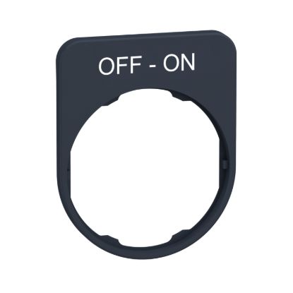 Picture of Legend plate, Harmony XB5, 40 x 50mm, for flush mounted heads, plastic, dark grey, white marked OFF-ON